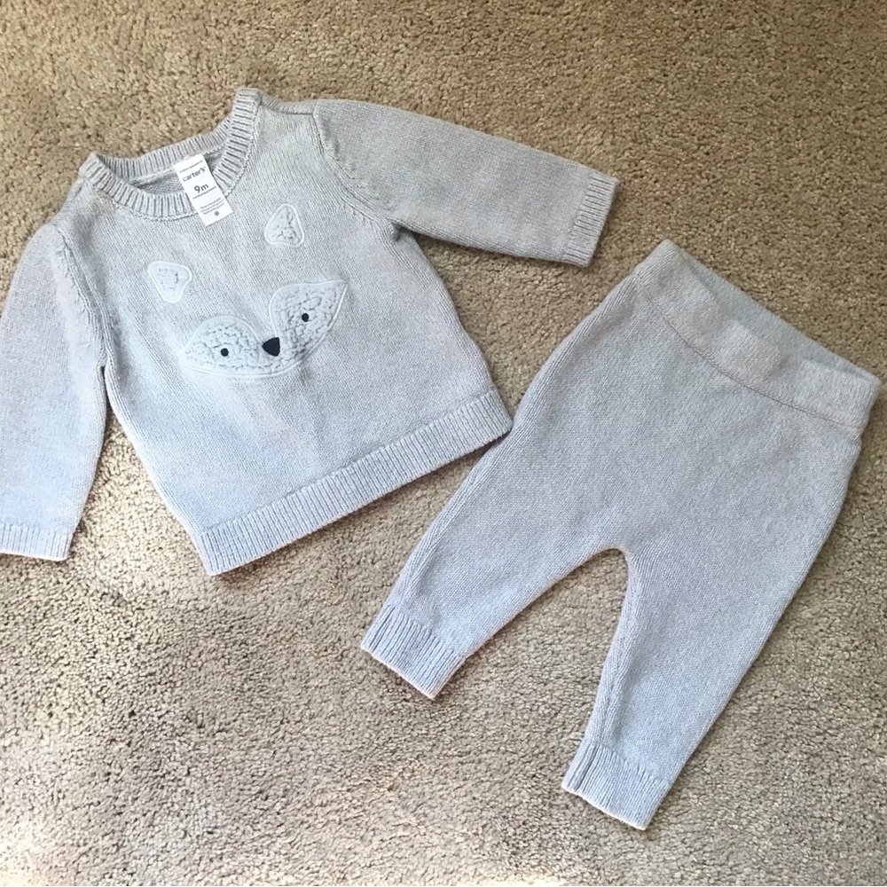 Carter's light blue/ gray Kids Matching knit set